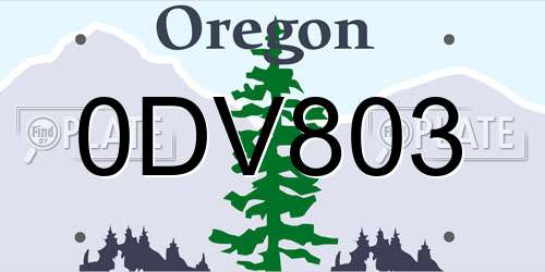 0DV803 Oregon License Plate