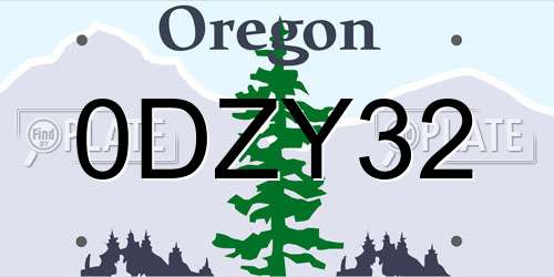 0DZY32 Oregon License Plate