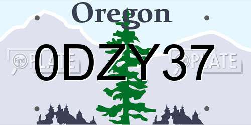 0DZY37 Oregon License Plate
