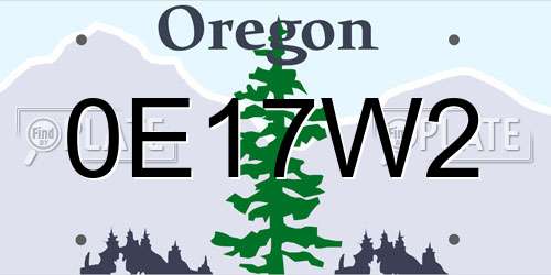 0E17W2 Oregon License Plate