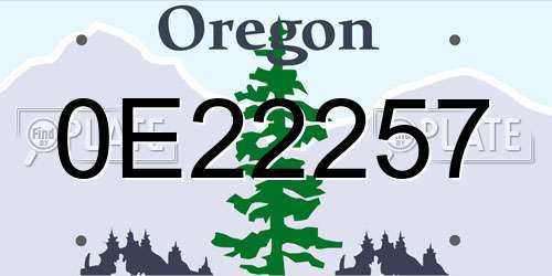0E22257 Oregon License Plate
