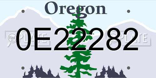 0E22282 Oregon License Plate