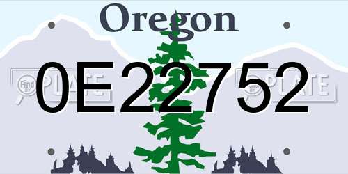 0E22752 Oregon License Plate