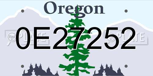 0E27252 Oregon License Plate
