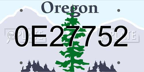 0E27752 Oregon License Plate