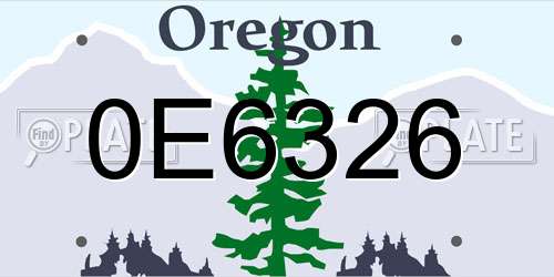 0E6326 Oregon License Plate