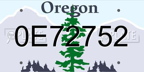 0E72752 Oregon License Plate