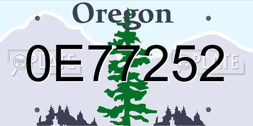 0E77252 Oregon License Plate