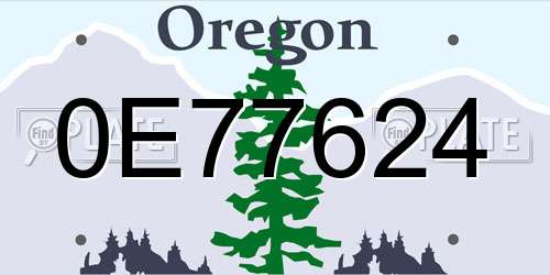 0E77624 Oregon License Plate