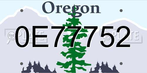 0E77752 Oregon License Plate