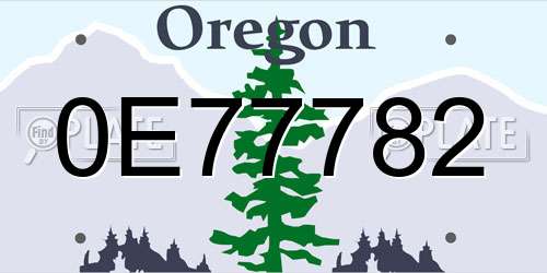 0E77782 Oregon License Plate