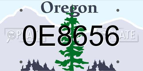 0E8656 Oregon License Plate