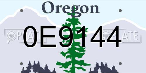 0E9144 Oregon License Plate