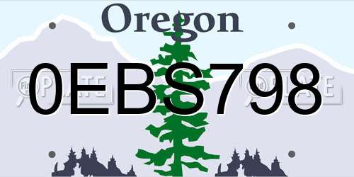 0EBS798 Oregon License Plate