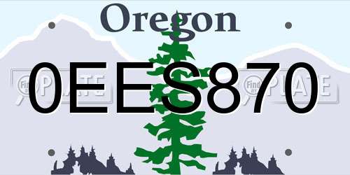 0EES870 Oregon License Plate