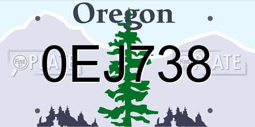 0EJ738 Oregon License Plate