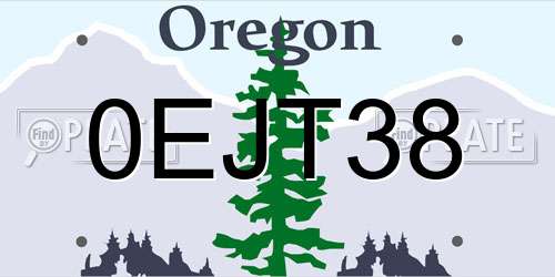 0EJT38 Oregon License Plate