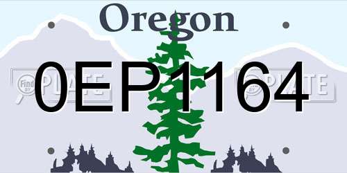 0EP1164 Oregon License Plate