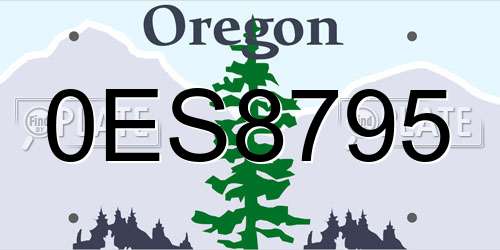 0ES8795 Oregon License Plate
