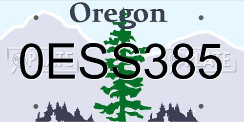 0ESS385 Oregon License Plate