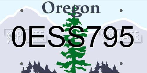 0ESS795 Oregon License Plate