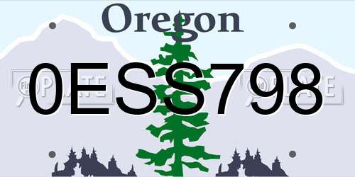 0ESS798 Oregon License Plate