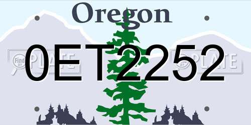 0ET2252 Oregon License Plate