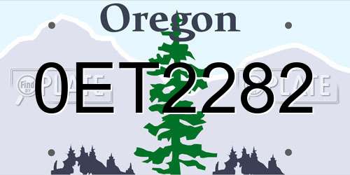 0ET2282 Oregon License Plate