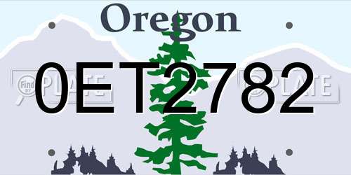 0ET2782 Oregon License Plate