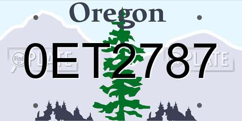 0ET2787 Oregon License Plate