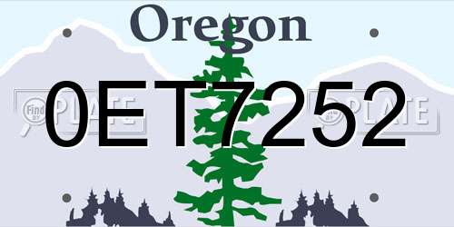 0ET7252 Oregon License Plate