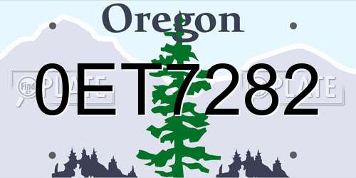 0ET7282 Oregon License Plate