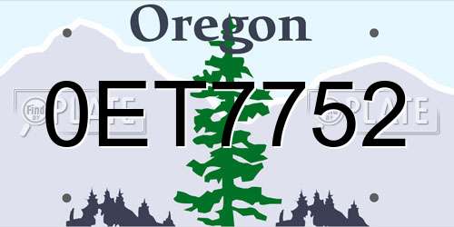 0ET7752 Oregon License Plate