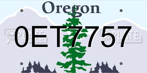 0ET7757 Oregon License Plate