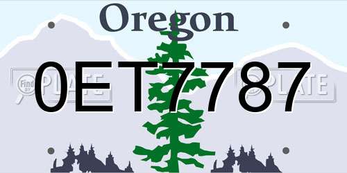 0ET7787 Oregon License Plate