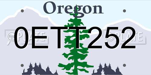 0ETT252 Oregon License Plate