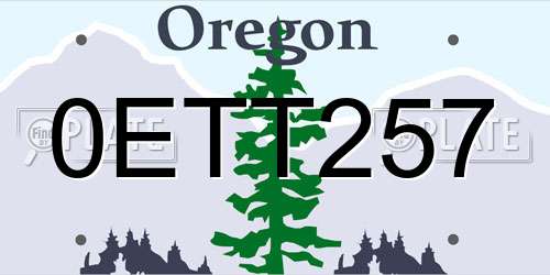 0ETT257 Oregon License Plate