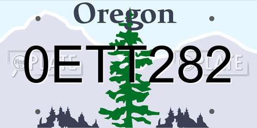 0ETT282 Oregon License Plate