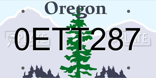 0ETT287 Oregon License Plate