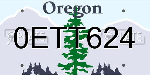 0ETT624 Oregon License Plate