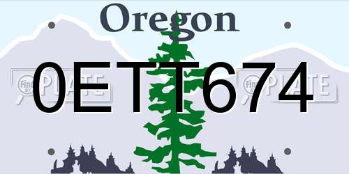 0ETT674 Oregon License Plate