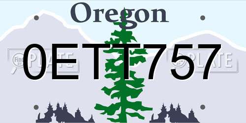 0ETT757 Oregon License Plate