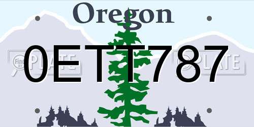0ETT787 Oregon License Plate
