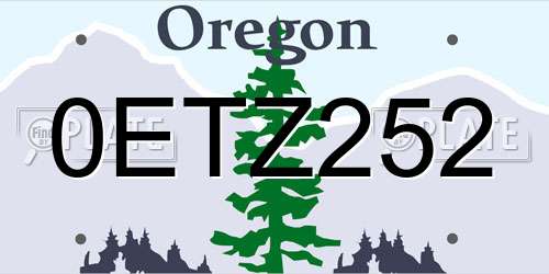 0ETZ252 Oregon License Plate