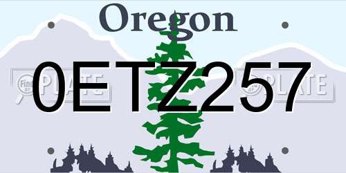 0ETZ257 Oregon License Plate