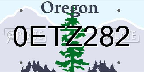 0ETZ282 Oregon License Plate