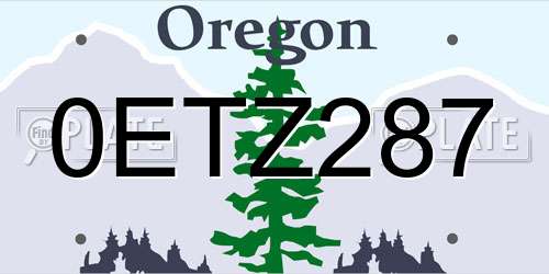 0ETZ287 Oregon License Plate