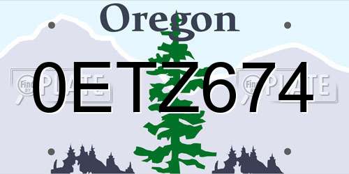 0ETZ674 Oregon License Plate