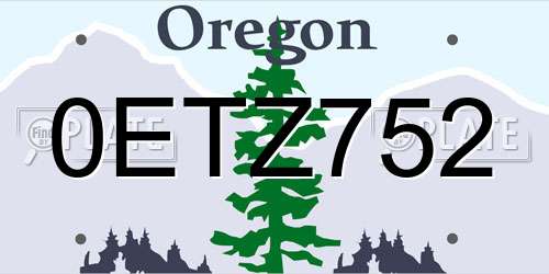 0ETZ752 Oregon License Plate