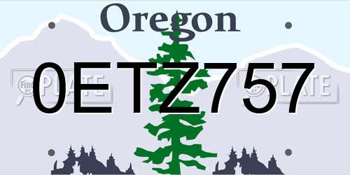 0ETZ757 Oregon License Plate